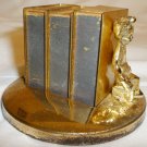 VINTAGE BRASS 3 SET MATCH TABLETOP HOLDER BOOKS CUPID BOOK ENDS TABLETOP