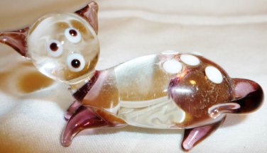 CHARMING MINIATURE GLASS  HANDMADE CAT FIGURINE