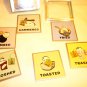 CARDBOARD COASTERS & BRASS ENAMEL WINE MARKERS 6 & 6 PARTY SET