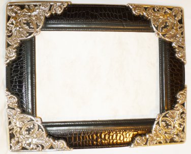 SILVERPLATED AND QUILTED LEATHER 5X7 PICTURE FRAME