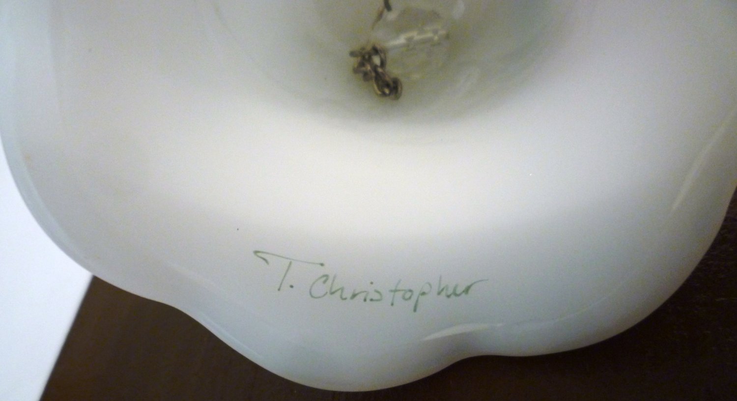 FENTON ART MILK GLASS LAKESIDE GLASS HANDPAINTED FLOWERS SIGNED