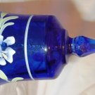 FENTON ART SAPPHIRE BLUE GLASS HANDPAINTED FLOWERS SIGNED DECORATIVE BELL