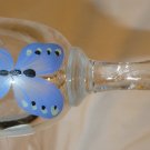 FENTON ART CLEAR BUTTERFLY GLASS HANDPAINTED FLOWERS SIGNED DECORATIVE BELL