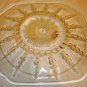 VINTAGE BEADED CLEAR GLASS ROUND CHEESE BUTTER DISH DOME LID