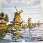 VINTAGE MULTICOLOR DELFT HOLLAND PORCELAIN CERAMIC TILE HANDPAINTED WINDMILL
