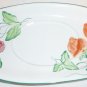 HEREND VILLAGE POTTERY HUNGARY GRAVY BOAT & SAUCER HANDPAINTED BERRIES & FRUITS