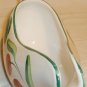 HEREND VILLAGE POTTERY HUNGARY GRAVY BOAT & SAUCER HANDPAINTED BERRIES & FRUITS
