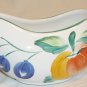 HEREND VILLAGE POTTERY HUNGARY GRAVY BOAT & SAUCER HANDPAINTED BERRIES & FRUITS
