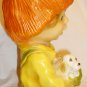 VINTAGE UNIVERSAL STATUARY CHALKWARE SET OF 2 FIGURINES GIRL/CAT & BOY/ PUPPY