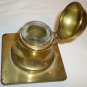 VINTAGE 3-PIECE BRASS DESK TOP SET INKWELL INK BLOTTER NAME TAG DISPLAY