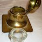 VINTAGE 3-PIECE BRASS DESK TOP SET INKWELL INK BLOTTER NAME TAG DISPLAY