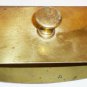 VINTAGE 3-PIECE BRASS DESK TOP SET INKWELL INK BLOTTER NAME TAG DISPLAY