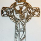 BEAUTIFUL HOLY DOVE CONFIRMED IN CHRIST PEWTER CRUCIFIX WALL PLAQUE