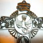 BEAUTIFUL HOLY DOVE CONFIRMED IN CHRIST PEWTER CRUCIFIX WALL PLAQUE