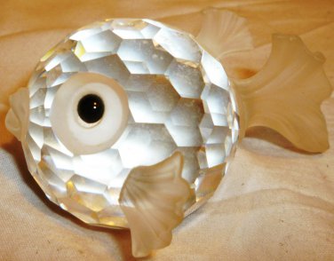 CHARMING SWAROWSKI CRYSTAL CLEAR GLASS FACETED PUFFER PUFF FISH SMALL FIGURINE