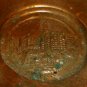 VINTAGE COPPER TIN GREEN ENAMEL JERUSALEM ISRAEL DECORATIVE BOWL PLATE