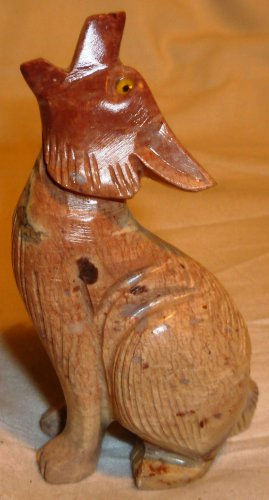 MINIATURE MARBLE CARVED WOLF FIGURINE