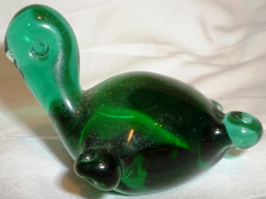 CHARMING SOLID GREEN GLASS TURTLE FIGURINE PAPER WEIGHT