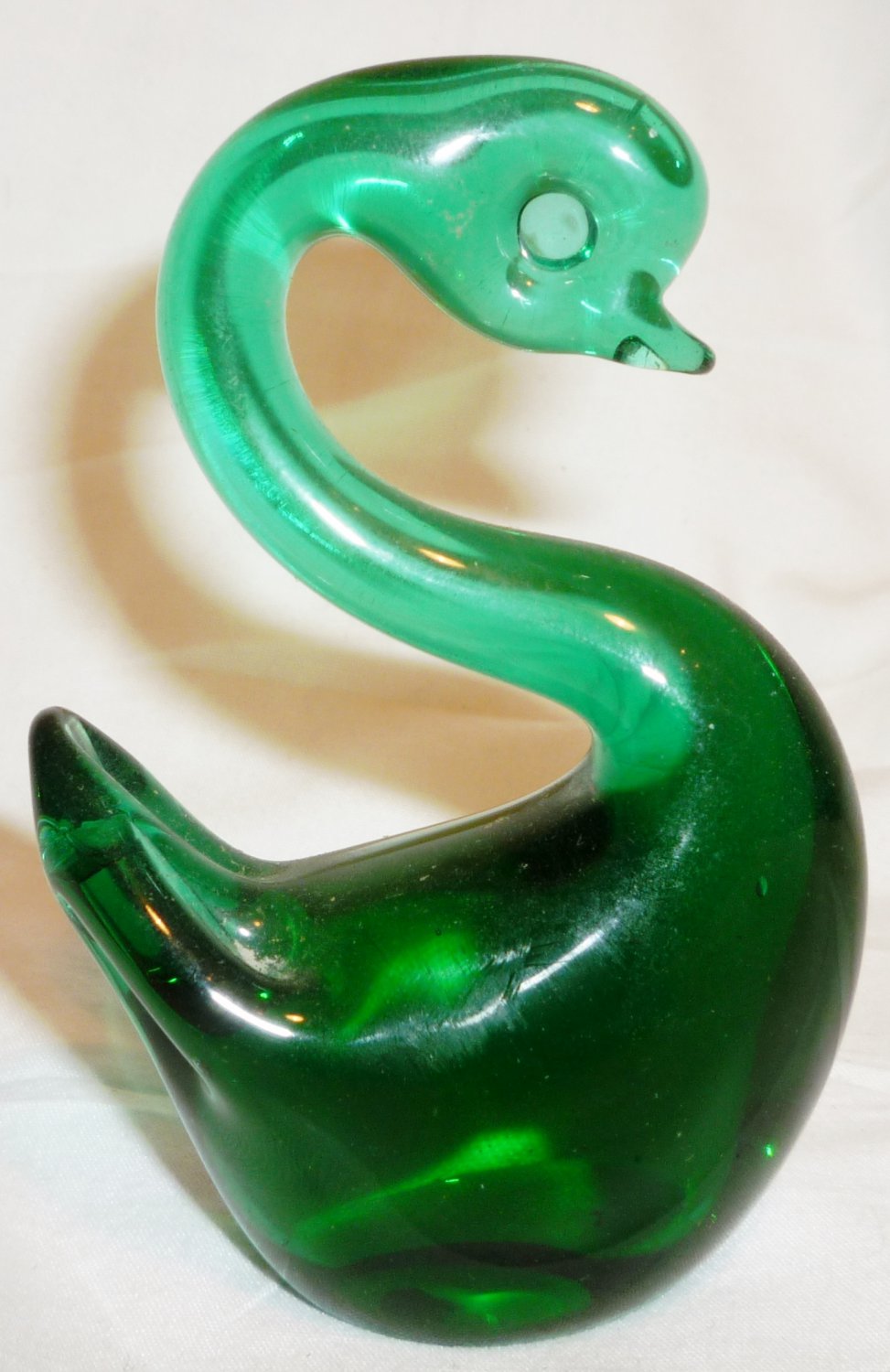 green glass swan figurine