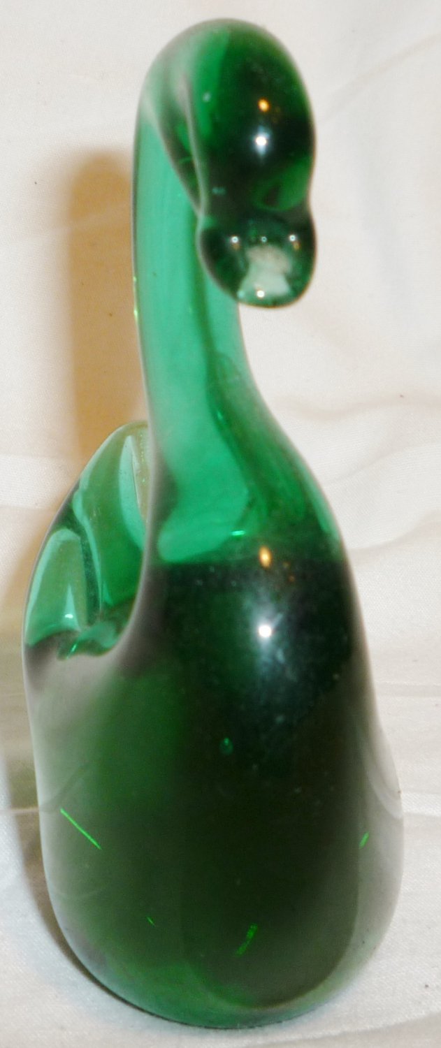 green glass swan figurine