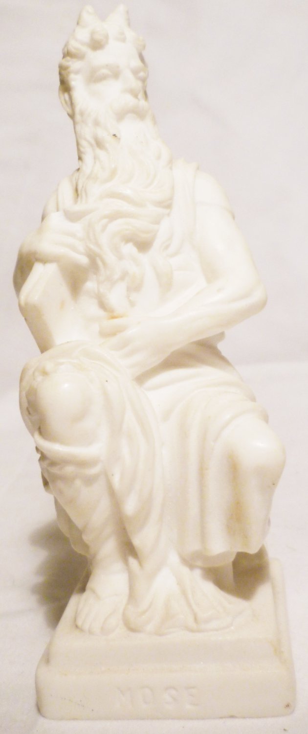 VINTAGE ALABASTER G. RUGGERI HORNED MOSES FIGURINE ITALY