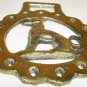VINTAGE SOLID BRASS HORSE SADDLE HARNESS BRASS MEDALLION GREYHOUND DOG