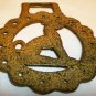 VINTAGE SOLID BRASS HORSE SADDLE HARNESS BRASS MEDALLION GREYHOUND DOG