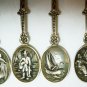 UNIQUE VINTAGE ELESVA HOLLAND EMBOSSED & DELFT PORCELAIN CLOG SET/6 SPOONS