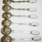 UNIQUE VINTAGE ELESVA HOLLAND EMBOSSED & DELFT PORCELAIN CLOG SET/6 SPOONS