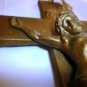 VINTAGE CAST IRON PAINTED BRONZE CRUCIFIX WALL HANGING