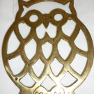 SOLID BRASS HOT PLATE TRIVET OWL