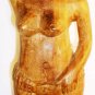 AFRICAN ART WOOD CARVED SCULPTURE FIGURINE WOMAN CARRYING WATER 14.5"