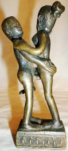 ANTIQUE BRONZE LOVEMAKING KAMA SUTRA EROTIC COPULATION FIGURINE