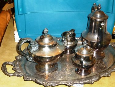 VINTAGE STUNNING SILVERPLATED SHERIDAN 5 PCS COFFEE TEA SET