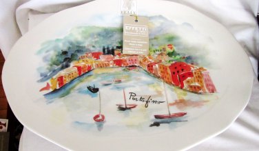 EFFETTI D'ARTE HANDMADE PORCELAIN ITALY PORTOFINO BIG OVAL PLATTER