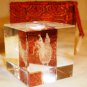 GORGEOUS LASER ETCHED CLEAR GLASS 3D ROOSTER CHICKEN PAPER WEIGHT