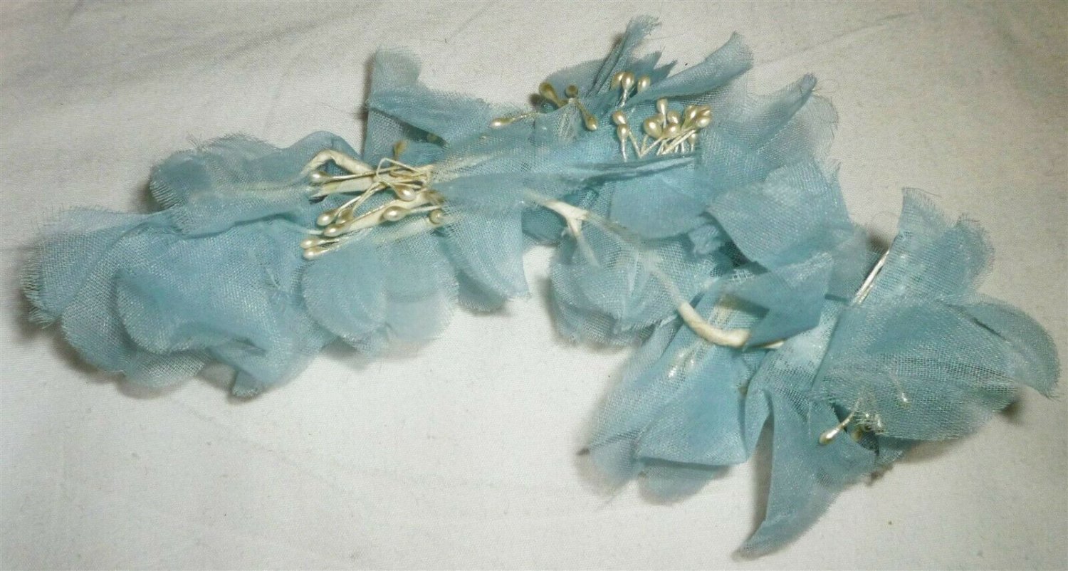 VINTAGE APPLIQUE DRESS HAT BLUE FLOWERS