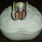 BEAUTIFUL VINTAGE PORCELAIN LEFTON TRINKET BOX BUTTERFLY YELLOW ROSE