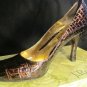 10M STUNNING FAUX CROCODILE LEATHER BRONZE J.RENEE 4" STILETTO BRASS DECORATED
