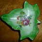 ANTIQUE PORCELAIN FIGURAL DISH MAPLE LEAF GREEN ROSES DISH JAPAN HAND PAINTED