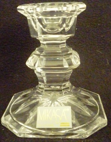 BEAUTIFUL CRYSTAL CLEAR GLASS MIKASA CANDLEHOLDER SET OF 2 SLOVENIA BOHEMIAN