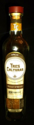 COLLECTIBLE EMPTY BOTTLE ANEJO TRES CULTURAS TEQUILA MEXICO
