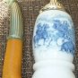 VINTAGE AVON PERFUME BOTTLE DUTCH SMOKE PIPE WHITE BLUE PORCELAIN