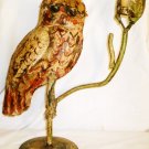 FORGED METAL ART SCULPTURE CANDLEHOLDER OWL