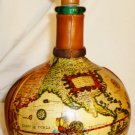 STUNNING VINTAGE LEATHER ENCASED WRAPPED BOTTLE DECANTER WORLD MAP ITALY