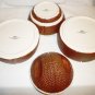 BOSTON WAREHOUSE CERAMIC FOOTBALL PARTY SET PLATTER CONDIMENT BOWLS CHIP & DIP