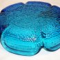 BEAUTIFUL BLUE PEBBLED GLASS ASHTRAY TRINKET DISH HEAVY