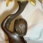 VINTAGE ANTIQUE SOLID BRASS HEAVY CANDLE HOLDER CUPID CHERUB PALM TREE