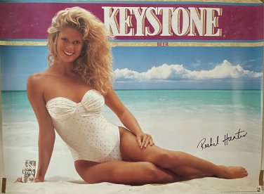 Vintage RACHEL HUNTER Swimsuit KEYSTONE BEER Advertising Poster