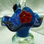 VINTAGE MURANO GLASS COBALT SCULPTURED FLOWERS MINIATURE BASKET